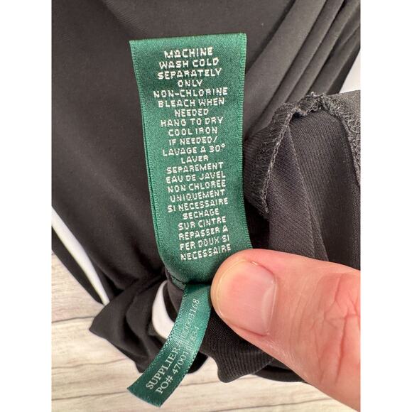 Lauren Ralph Lauren Ruffle Side Bodycon Dress Women's Size 6 Black/White Trim - Picture 8 of 12